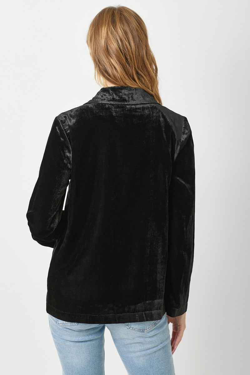 Velvet Oversized Open Jacket Black