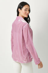 Velvet Oversized Open Jacket Lilac