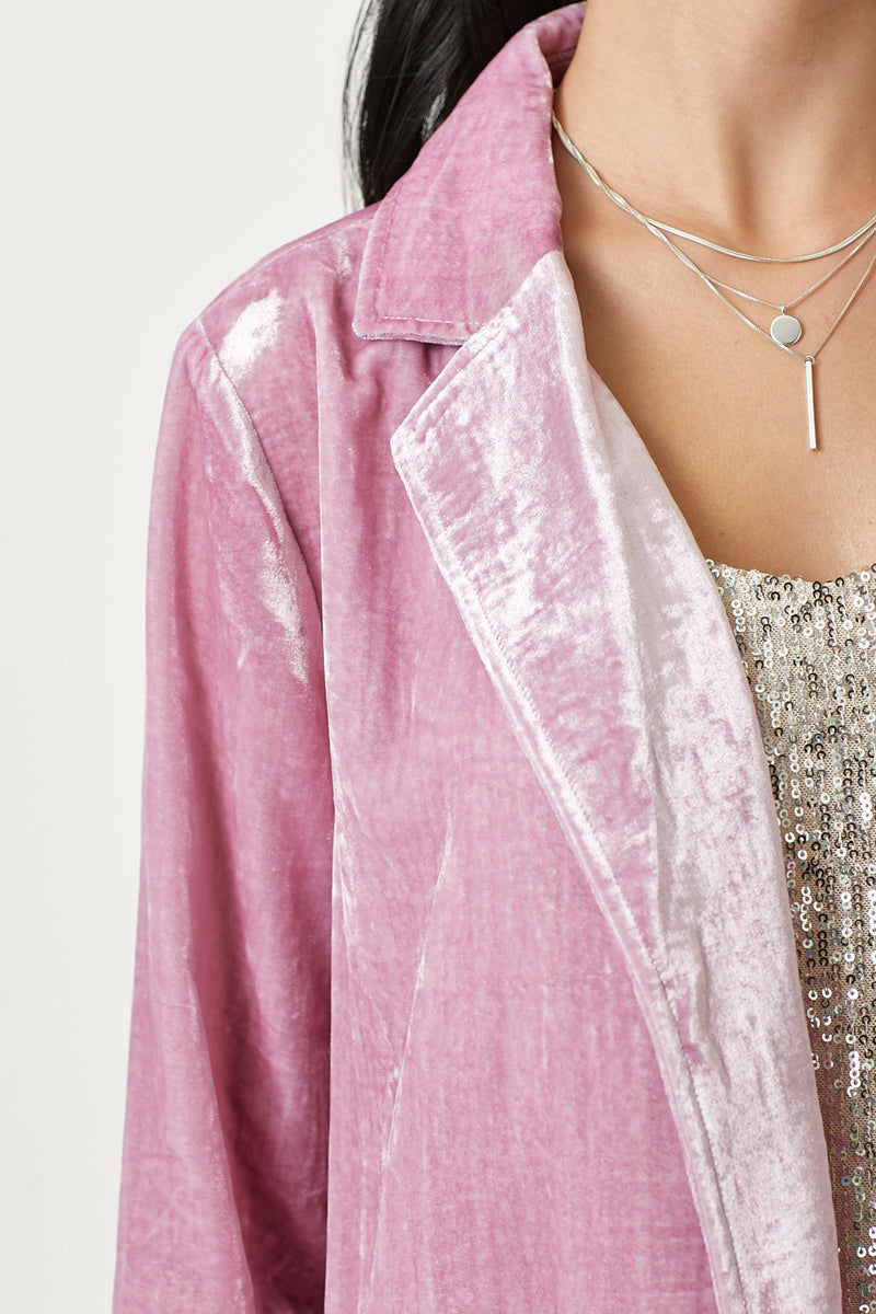 Velvet Oversized Open Jacket Lilac