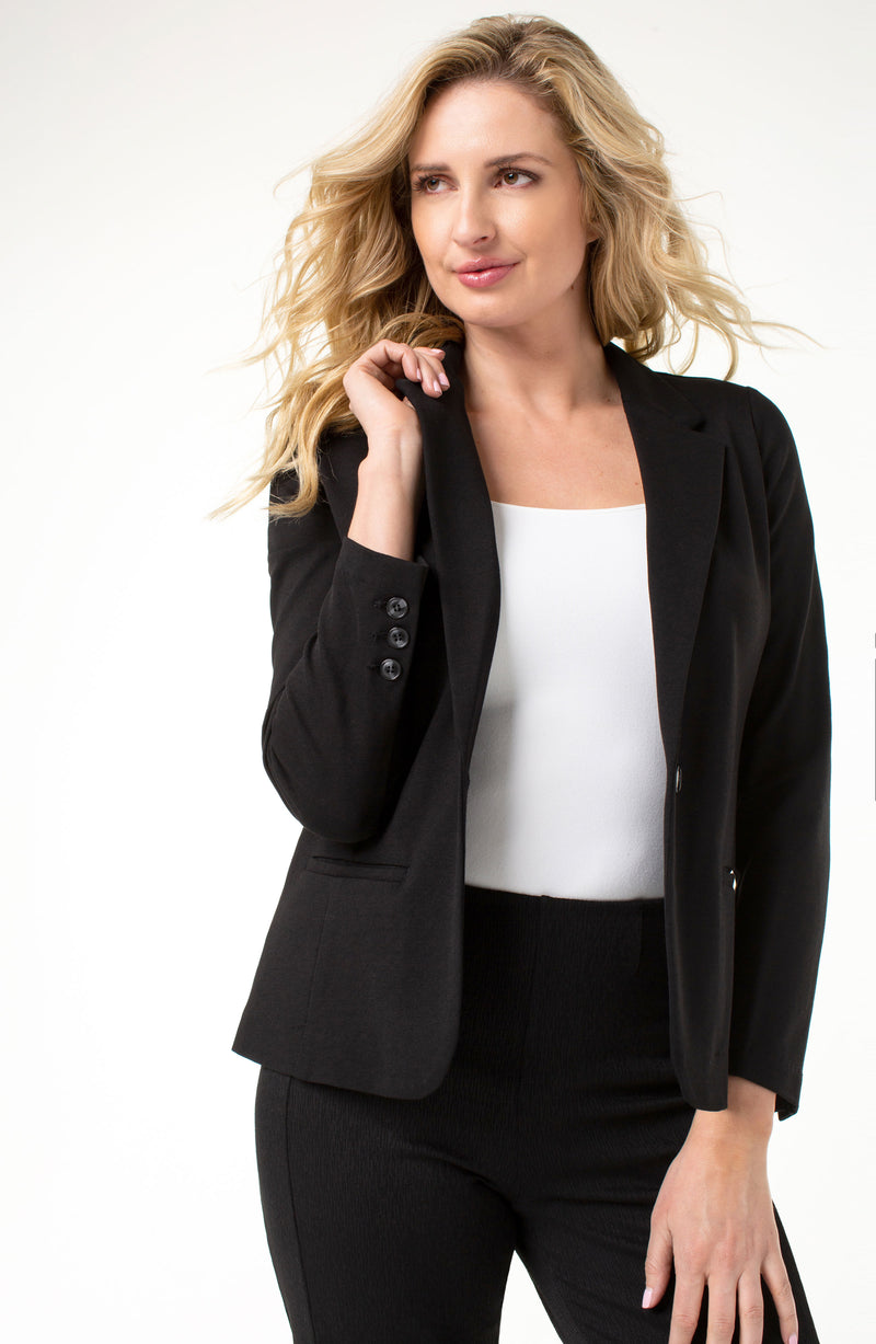 Classic Fitted Solid Blazer Black