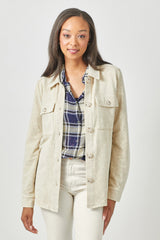 Washed Buttoned Down Shacket Almond