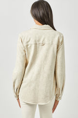 Washed Buttoned Down Shacket Almond