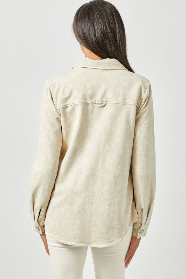 Washed Buttoned Down Shacket Almond