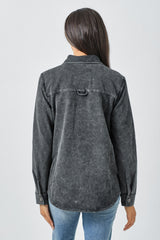 Washed Buttoned Down Shacket Black
