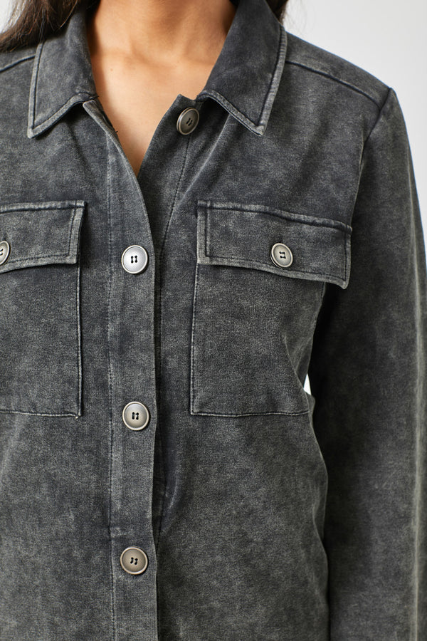 Washed Buttoned Down Shacket Black