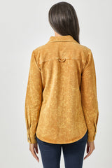 Washed Buttoned Down Shacket Mustard