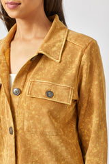 Washed Buttoned Down Shacket Mustard