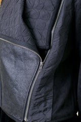 Quilted Drape Moto Jacket Black