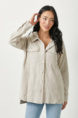 Hooded Corduroy Shirt Jacket Almond Milk