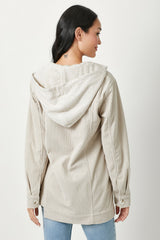 Hooded Corduroy Shirt Jacket Almond Milk