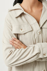 Hooded Corduroy Shirt Jacket Almond Milk