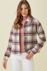 Scotland Plaid Button Jacket Ivory + Taupe