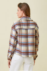 Scotland Plaid Button Jacket Ivory + Taupe
