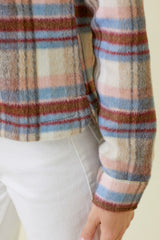 Scotland Plaid Button Jacket Ivory + Taupe