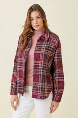 Clan Wallace Plaid Buttoned Jacket Wine