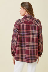 Clan Wallace Plaid Buttoned Jacket Wine