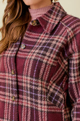 Clan Wallace Plaid Buttoned Jacket Wine
