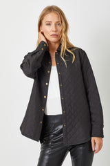 Quilted Long Shacket Black