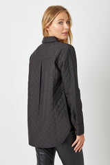 Quilted Long Shacket Black