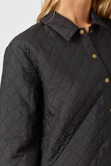 Quilted Long Shacket Black