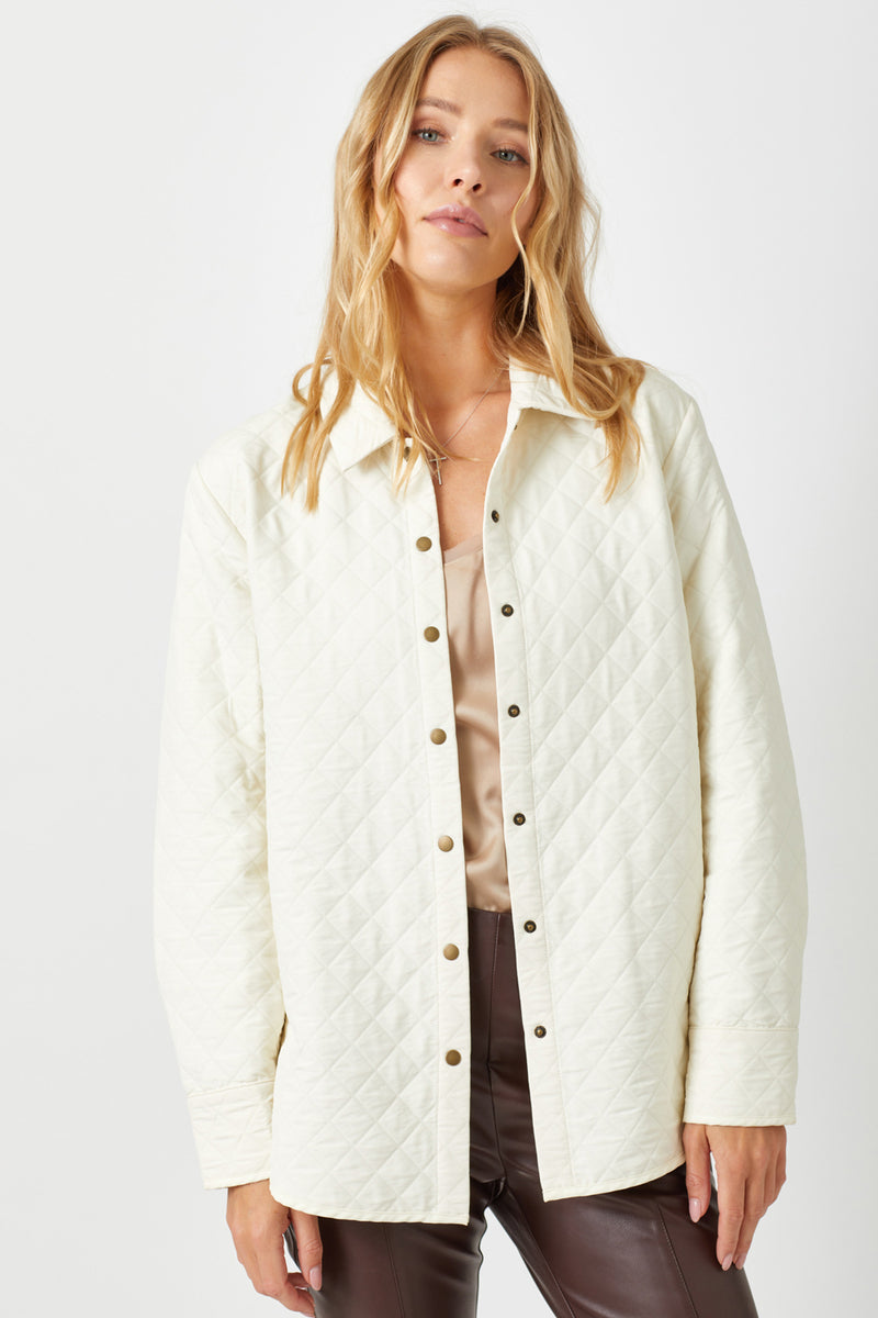 Quilted Long Shacket Ivory
