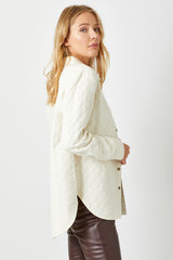 Quilted Long Shacket Ivory