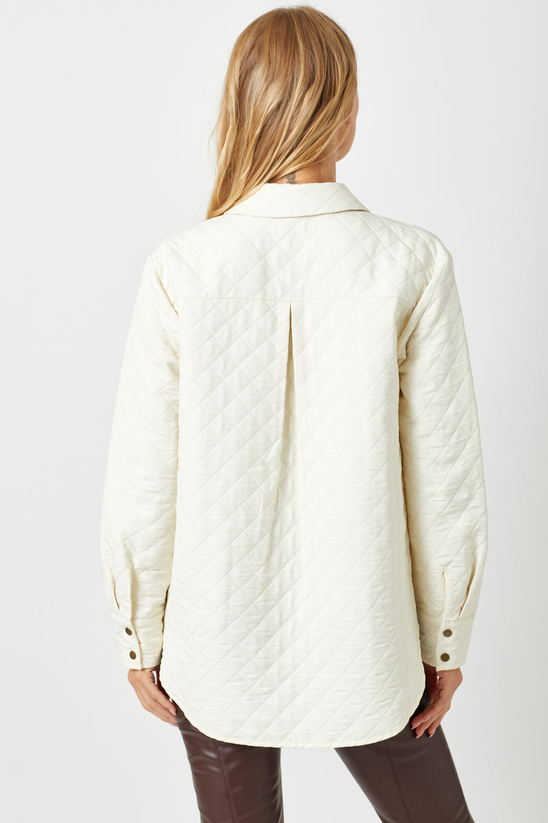 Quilted Long Shacket Ivory