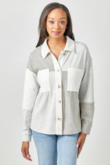 Colorblock Big Pocket Shacket Light Grey Mix