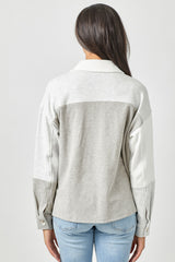 Colorblock Big Pocket Shacket Light Grey Mix