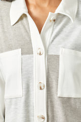 Colorblock Big Pocket Shacket Light Grey Mix