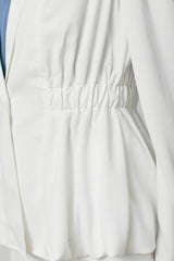 Gathered Waist Peplum Jacket Off White