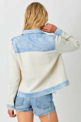 Waffle Denim Contrast Jacket Cream