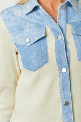 Waffle Denim Contrast Jacket Cream