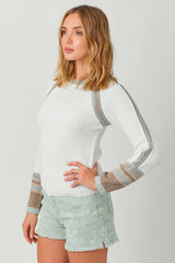 Raglan Sleeve Trim Detail Sweater White