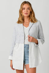 Two Fer Mixed Blazer Pale Blue