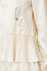 Satin Peplum Bomber Jacket Off White