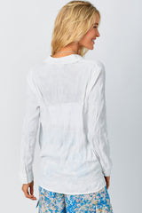 Collared Surplice Button Down Blouse Off White