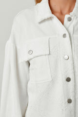 Mix Media Balloon Sleeve Jacket Off White Mix