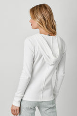 Washed Thermal Hoodie Top Off White