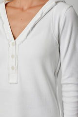 Washed Thermal Hoodie Top Off White