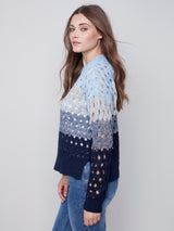 Plushy Wavy Net Stitch Sweater Indigo