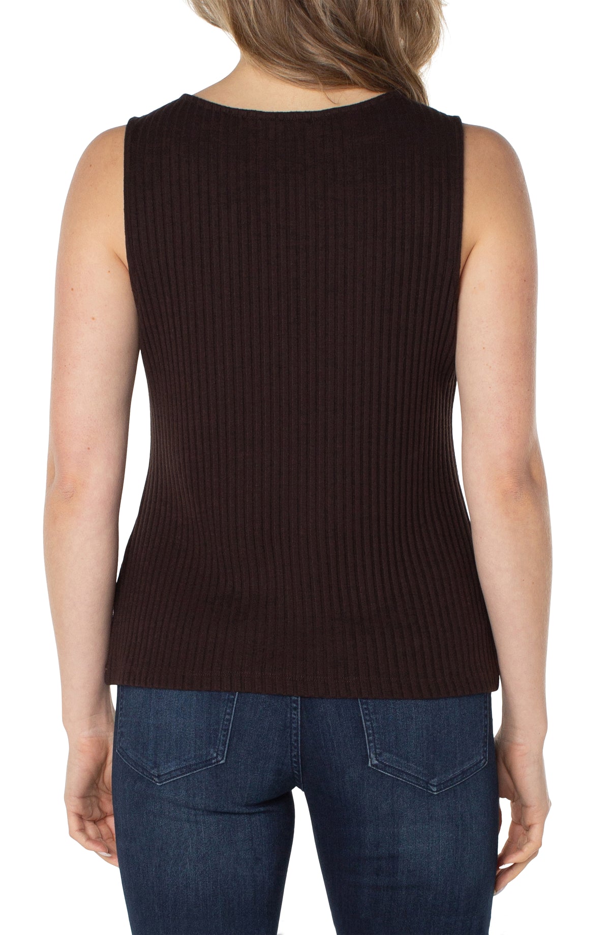 Sleeveless Boat Neck Rib Tank Java
