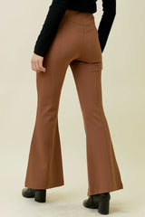 Front Seam Slit Flare Pants Coffee
