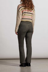 Audrey Vintage Button Hem Microflare Black Olive