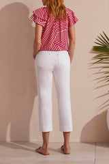 5 Pocket Pull On Kick Flare Capri White