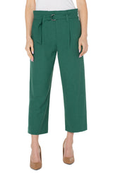 Belted Paperbag Wide Leg Crop Pant Serpentine