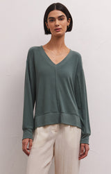 Wilder Cloud Vneck Long Sleeve Top Everglade