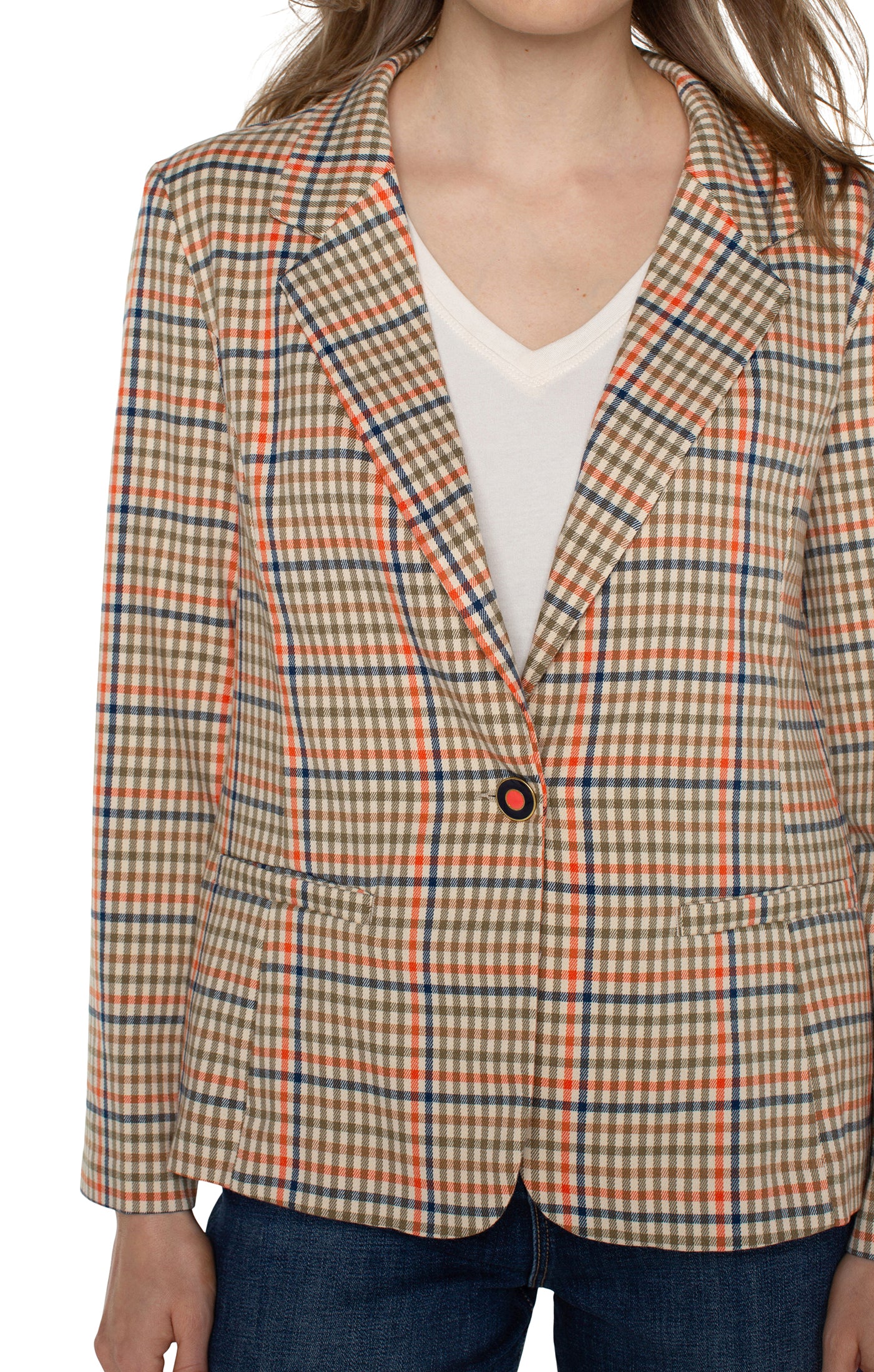 Fitted Notch Collar Printed Blazer Lava Flow Multi