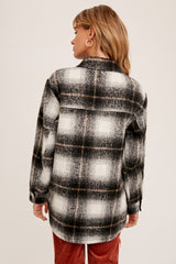Plaid Button Down Oversize Shacket Black