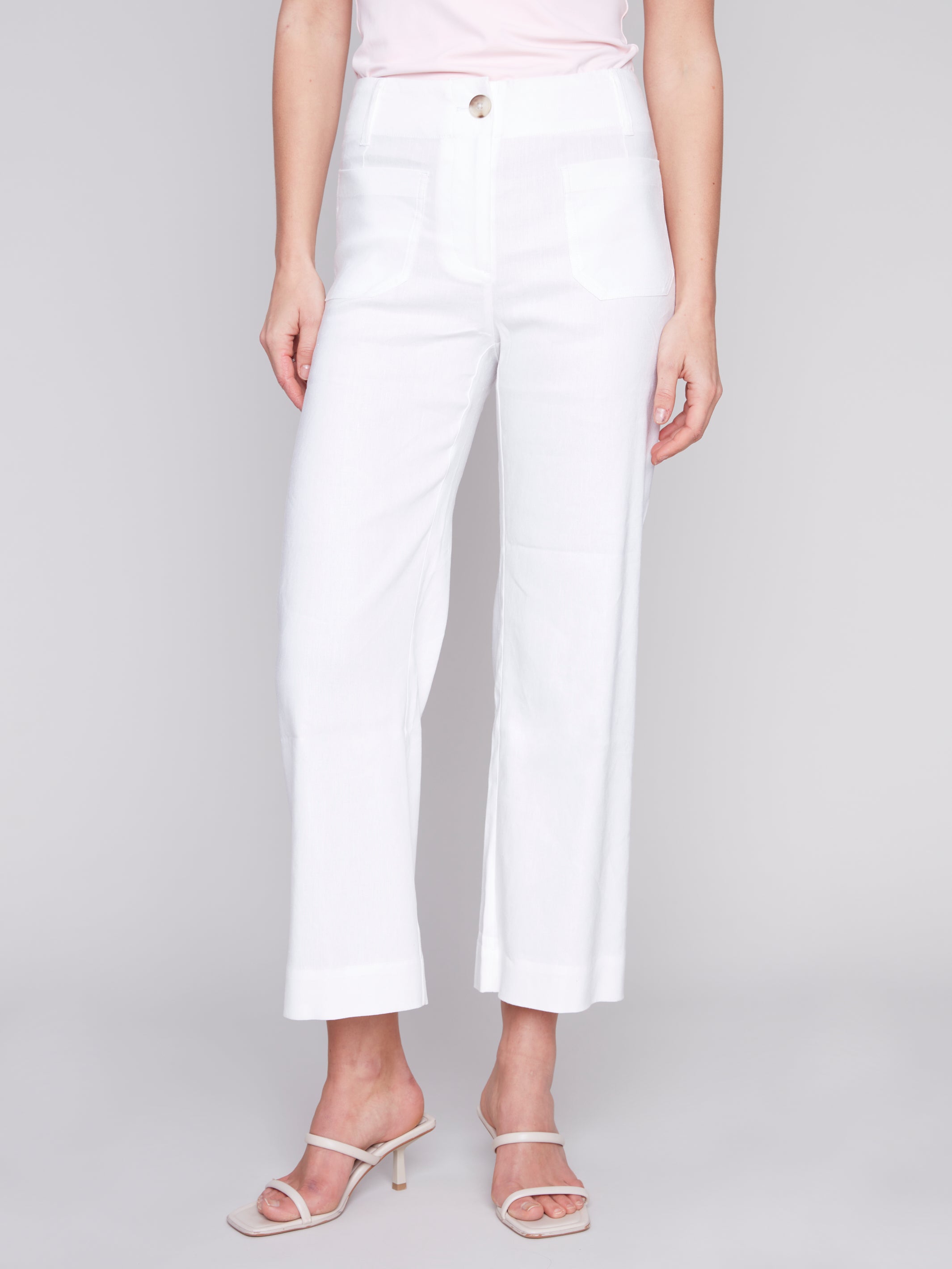 Printed Crop Linen Blend Pants Flourish